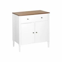 Alice's Garden Buffet Deux Portes Avec Placage En Bois De Frêne, Blanc Et Bois