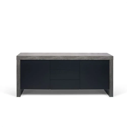TEMAHOME Buffet Effet Bois Béton Et Noir 1 TEMAHOME Buffet Effet Bois Béton Et Noir