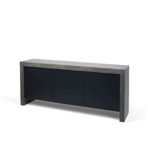 TEMAHOME Buffet Effet Bois Béton Et Noir 3 TEMAHOME Buffet Effet Bois Béton Et Noir – Image 3