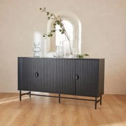 Boutique Maisons du Monde -Boutique Maisons du Monde buffet effet bois rainure noir 4 portes 1