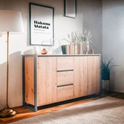 HOMIFAB Buffet Effet Chêne Et Métal Noir 160 Cm 8 HOMIFAB Buffet Effet Chêne Et Métal Noir 160 Cm -Boutique Maisons du Monde buffet effet chene et metal noir 160 cm 2