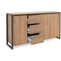 HOMIFAB Buffet Effet Chêne Et Métal Noir 160 Cm 11 HOMIFAB Buffet Effet Chêne Et Métal Noir 160 Cm -Boutique Maisons du Monde buffet effet chene et metal noir 160 cm 5