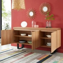 Baita Buffet Effet Chêne Et Métal Noir 180cm Bois Foncé -Boutique Maisons du Monde buffet effet chene et metal noir 180cm bois fonce 4