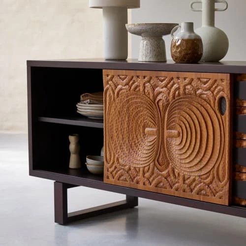 Tikamoon Buffet En Acajou Massif 205 Cm 3 Tikamoon Buffet En Acajou Massif 205 Cm – Image 3