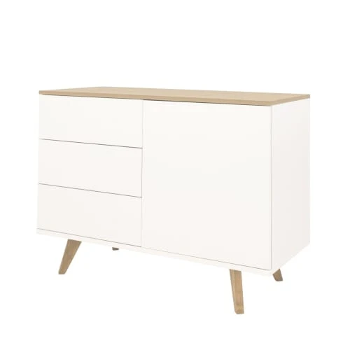 Tenzo Buffet En Bois 1 Porte 3 Tiroirs L109cm Blanc 3 Tenzo Buffet En Bois 1 Porte 3 Tiroirs L109cm Blanc – Image 3