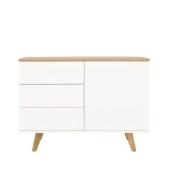 Tenzo Buffet En Bois 1 Porte 3 Tiroirs L109cm Blanc
