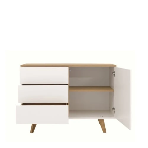Tenzo Buffet En Bois 1 Porte 3 Tiroirs L109cm Blanc 5 Tenzo Buffet En Bois 1 Porte 3 Tiroirs L109cm Blanc – Image 5