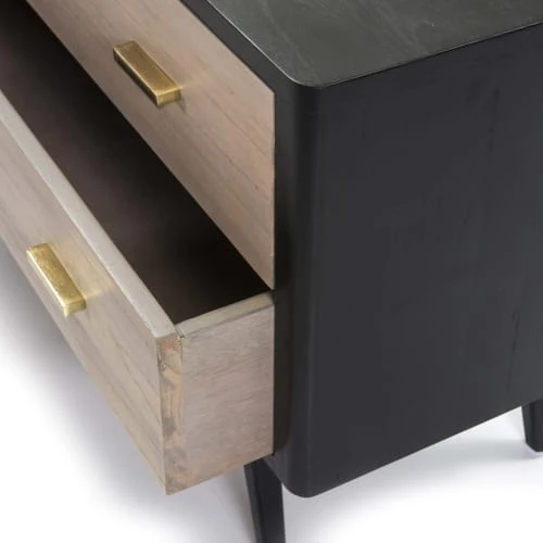 Thai Natura Buffet En Bois 2 Portes 2 Tiroirs Noir Et Bois Clair Cérusé 5 Thai Natura Buffet En Bois 2 Portes 2 Tiroirs Noir Et Bois Clair Cérusé – Image 5