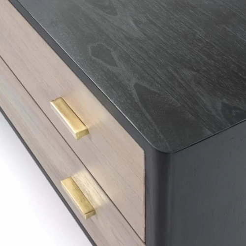 Thai Natura Buffet En Bois 2 Portes 2 Tiroirs Noir Et Bois Clair Cérusé 6 Thai Natura Buffet En Bois 2 Portes 2 Tiroirs Noir Et Bois Clair Cérusé – Image 6