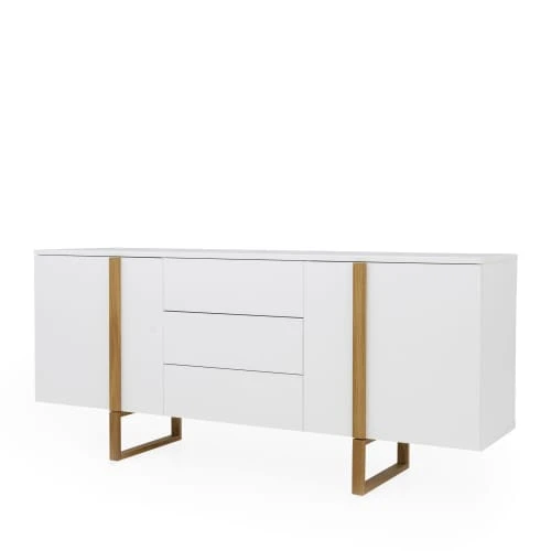 Tenzo Buffet En Bois 2 Portes 3 Tiroirs Blanc 3 Tenzo Buffet En Bois 2 Portes 3 Tiroirs Blanc – Image 3