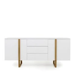 Tenzo Buffet En Bois 2 Portes 3 Tiroirs Blanc