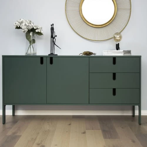 Tenzo Buffet En Bois 2 Portes 3 Tiroirs L171cm Vert Kaki 2 Tenzo Buffet En Bois 2 Portes 3 Tiroirs L171cm Vert Kaki – Image 2