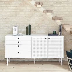 Alternative view of TEULAT Buffet En Bois 2 Portes 4 Tirroirs L150cm Blanc