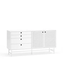 TEULAT Buffet En Bois 2 Portes 4 Tirroirs L150cm Blanc -Boutique Maisons du Monde buffet en bois 2 portes 4 tirroirs l150cm blanc 2