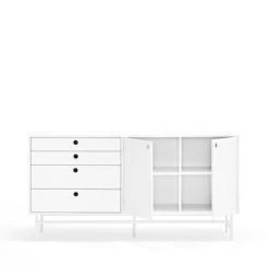 TEULAT Buffet En Bois 2 Portes 4 Tirroirs L150cm Blanc -Boutique Maisons du Monde buffet en bois 2 portes 4 tirroirs l150cm blanc 3