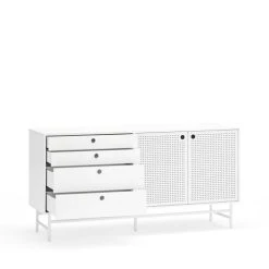TEULAT Buffet En Bois 2 Portes 4 Tirroirs L150cm Blanc -Boutique Maisons du Monde buffet en bois 2 portes 4 tirroirs l150cm blanc 4