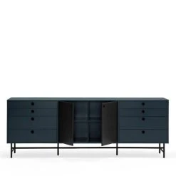 TEULAT Buffet En Bois 2 Portes 8 Tiroirs L212cm Bleu Pétrole -Boutique Maisons du Monde buffet en bois 2 portes 8 tiroirs l212cm bleu petrole 2
