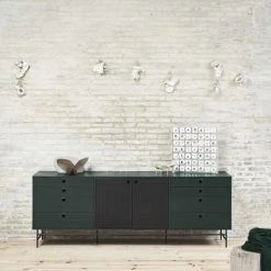Alternative view of TEULAT Buffet En Bois 2 Portes 8 Tiroirs L212cm Vert Forêt