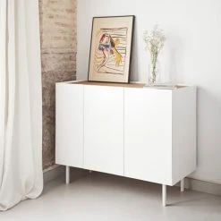 Alternative view of TEULAT Buffet En Bois 3 Portes 3 Tiroirs L110cm Blanc
