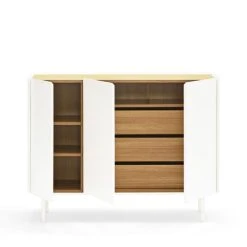 TEULAT Buffet En Bois 3 Portes 3 Tiroirs L110cm Blanc -Boutique Maisons du Monde buffet en bois 3 portes 3 tiroirs l110cm blanc 2