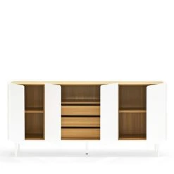 TEULAT Buffet En Bois 4 Portes 3 Tiroirs L165cm Blanc -Boutique Maisons du Monde buffet en bois 4 portes 3 tiroirs l165cm blanc 2
