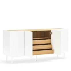 TEULAT Buffet En Bois 4 Portes 3 Tiroirs L165cm Blanc -Boutique Maisons du Monde buffet en bois 4 portes 3 tiroirs l165cm blanc 4