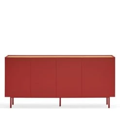 TEULAT Buffet En Bois 4 Portes 3 Tiroirs L165cm Rouge