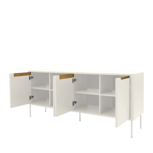 Tenzo Buffet En Bois 4 Portes L173cm Blanc 3 Tenzo Buffet En Bois 4 Portes L173cm Blanc – Image 3