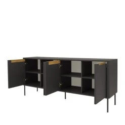 Tenzo Buffet En Bois 4 Portes L173cm Gris Anthracite -Boutique Maisons du Monde buffet en bois 4 portes l173cm gris anthracite 2