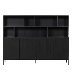 WOOOD Buffet En Bois 7 Niches L200cm Noir