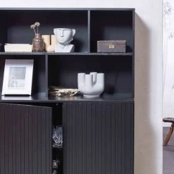 WOOOD Buffet En Bois 7 Niches L200cm Noir -Boutique Maisons du Monde buffet en bois 7 niches l200cm noir 3