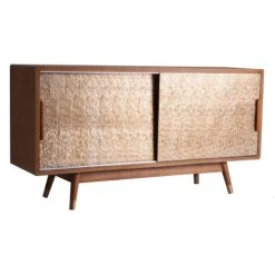 Alternative view of Lastdeco Buffet En Bois Brun Et Or 145x40x74