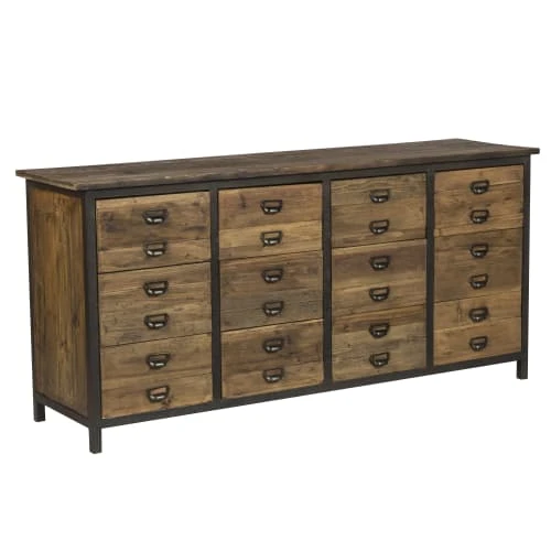 Rendez Vous Déco Buffet En Bois De Cèdre Recyclé Et Métal, 12 Tiroirs 3 Rendez Vous Déco Buffet En Bois De Cèdre Recyclé Et Métal, 12 Tiroirs – Image 3