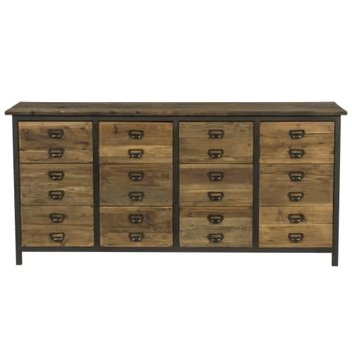 Rendez Vous Déco Buffet En Bois De Cèdre Recyclé Et Métal, 12 Tiroirs 4 Rendez Vous Déco Buffet En Bois De Cèdre Recyclé Et Métal, 12 Tiroirs – Image 4