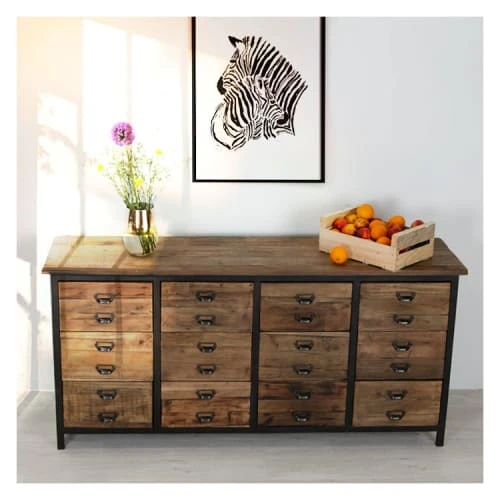 Rendez Vous Déco Buffet En Bois De Cèdre Recyclé Et Métal, 12 Tiroirs 5 Rendez Vous Déco Buffet En Bois De Cèdre Recyclé Et Métal, 12 Tiroirs – Image 5