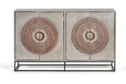 GINER Y COLOMER Buffet En Bois De Manguier Et Pieds En Métal Gris Et Marron