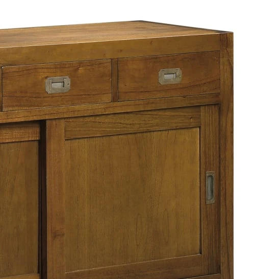 MOYCOR Buffet En Bois De Mindi Beige 4 Tiroirs 2 Portes L200 2 MOYCOR Buffet En Bois De Mindi Beige 4 Tiroirs 2 Portes L200 – Image 2