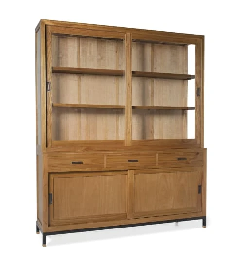 MOYCOR Buffet En Bois De Mindi Marron Et Pieds En Métal Noir L180 4 MOYCOR Buffet En Bois De Mindi Marron Et Pieds En Métal Noir L180 – Image 4