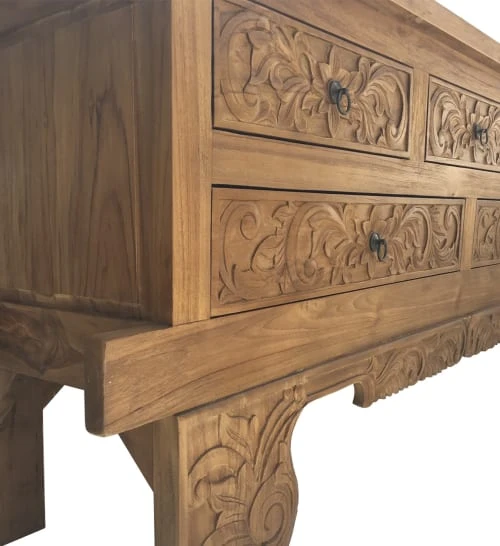 MOYCOR Buffet En Bois De Teck Marron L200 5 MOYCOR Buffet En Bois De Teck Marron L200 – Image 5