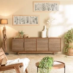 Alternative view of MACABANE Buffet En Bois De Teck Recyclé Naturel 4 Portes