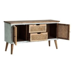 Lastdeco Buffet En Bois Et Bambou En Blanc Et Brun 113.5x37x62 -Boutique Maisons du Monde buffet en bois et bambou en blanc et brun 113 5x37x62 2