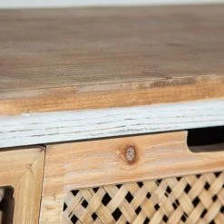 Lastdeco Buffet En Bois Et Bambou En Blanc Et Brun 113.5x37x62 -Boutique Maisons du Monde buffet en bois et bambou en blanc et brun 113 5x37x62 3
