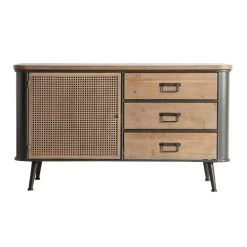 Lastdeco Buffet En Bois Et Fer Brun 119x47x68