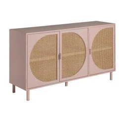 Alternative view of Lastdeco Buffet En Bois Et Rotin En Rose Et Marron 150x40x81