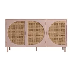 Lastdeco Buffet En Bois Et Rotin En Rose Et Marron 150x40x81