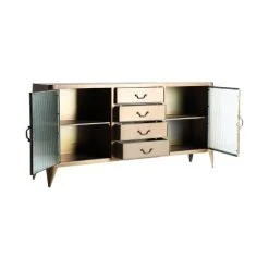 Alternative view of Lastdeco Buffet En Bois Et Verre Doré 160x40x80