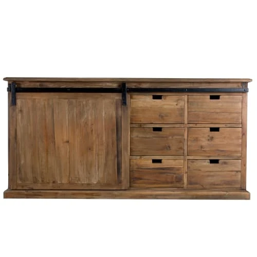 Rendez Vous Déco Buffet En Bois Recyclé, 6 Tiroirs Et 1 Porte Coulissante 1 Rendez Vous Déco Buffet En Bois Recyclé, 6 Tiroirs Et 1 Porte Coulissante