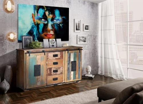 GINER Y COLOMER Buffet En Bois Recyclé Multicolore 2 GINER Y COLOMER Buffet En Bois Recyclé Multicolore – Image 2
