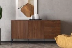 Alternative view of CONCEPT USINE Buffet En Bois Vintage Avec 2 Placards Et 3 Tiroirs