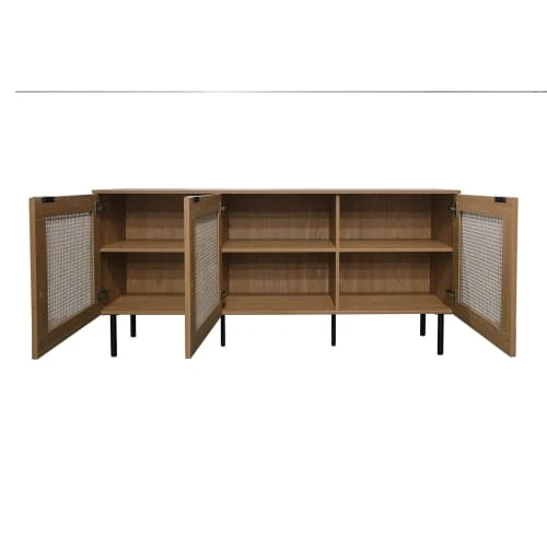 CONCEPT USINE Buffet En Chêne Et Canage Avec 3 Placards 4 CONCEPT USINE Buffet En Chêne Et Canage Avec 3 Placards – Image 4